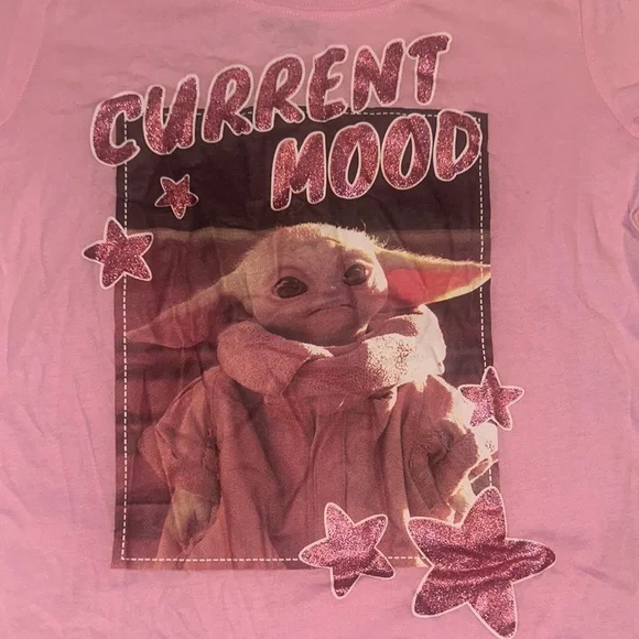 Star Wars Girls The Mandalorian The Child Yoda Cotton T-Shirt / White - Picture 2 of 8